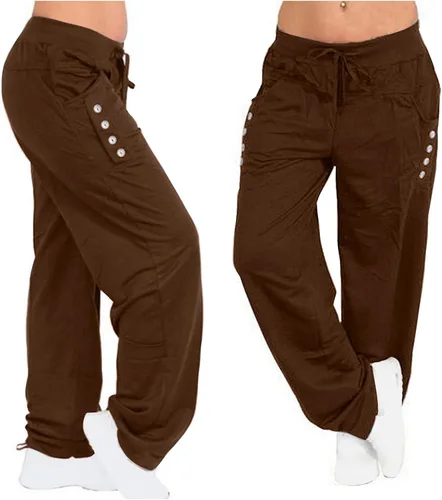Vista 2 de Women's Solid Sweatpants Button Down Multi-Pockets Track Pants Pleated Vintage Trending Pant Wide Legs Teen Pants
