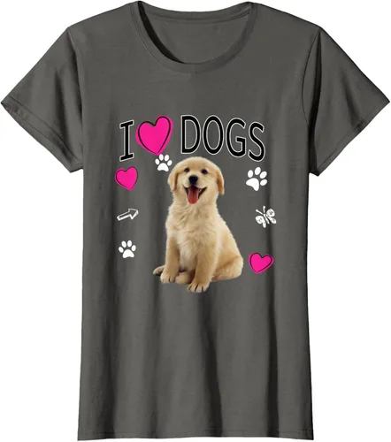 Vista 57 de Camiseta I Love Dogs - Camiseta Golden Labrador retriever, Azul Negro