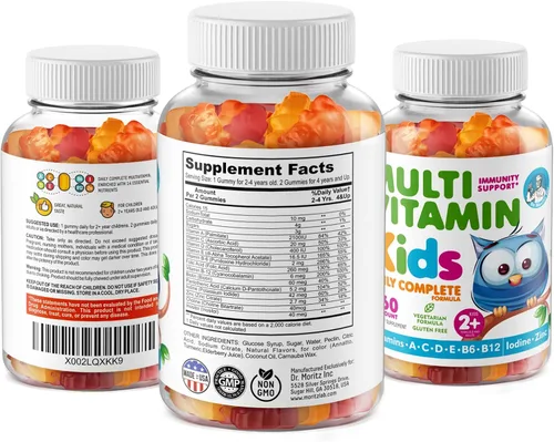 Vista 8 de DR. MORITZ Gomitas multivitamínicas y probióticos para niños, gomitas probióticas con sabor a bayas, sin azúcar