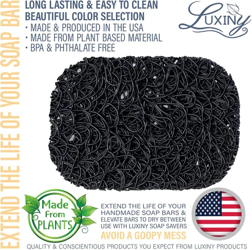 Vista 2 de Luxiny Hecho en Estados Unidos Protector de Jabón y Elevador para Jabonera y Viaje - Onyx Negro a Base de Plantas