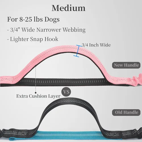 Vista 2 de iYoShop Correa de perro manos libres con bolsa con cierre, dobles asas acolchadas y elástica duradera para caminar, trotar y correr con tu perro