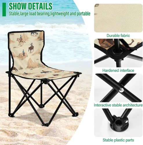 Vista 5 de Al aire libre plegable americano salvaje oeste desierto vaquero camping sillas para adultos silla de camping portátil silla de césped ligero 202a5082