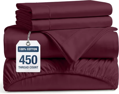Vista 39 de LANE LINEN Sábanas de cama individual – 450TC algodón peinado de fibra larga de alta calidad, color blanco Soft & Breathable Twin Sheet &