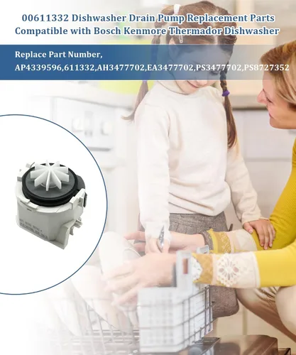 Vista 2 de 00611332 Piezas de repuesto para bomba de drenaje de lavavajillas compatibles con lavavajillas Bosch Kenmore Thermador, sustituye a AP4339596