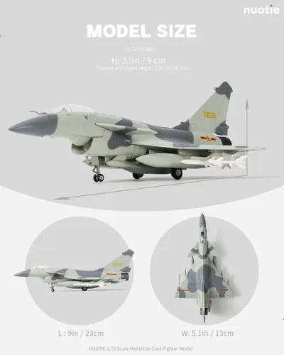 Vista 2 de NUOTIE 1/72 J10 Vigorous Dragon Fighter Jet Modelo Militar Aeronave Diecast Metal Modelo Adulto Modelo de Avión con Soporte para Entusiastas