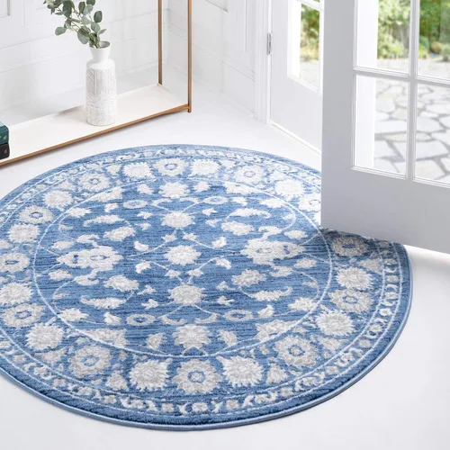 Vista 40 de Unique Loom Boston Collection - Alfombra rectangular de 2 x 3 pies y 1 pulgada, color azul y marfil