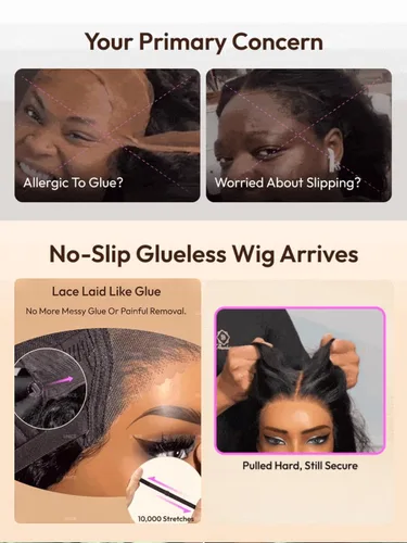 Vista 8 de UNICE Bye Bye Slip Peluca de Capas Emplumadas con Raya Lateral de Cabello Humano Sin Pegamento con Tiras de Silicona Seguras y Cordón Densidad 200%