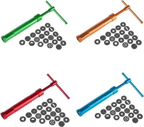 Vista 6 de Extrusora de arcilla de acero inoxidable, extrusora de pasta de azúcar, juego de herramientas de decoración de fondant, cerámica y cerámica Azul