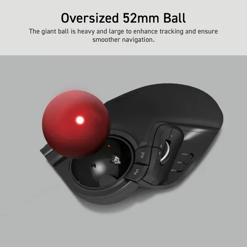 Vista 5 de ELECOM HUGE Trackball, USB inalámbrico de 2.4GHz, control con el dedo índice, personalizable con 8 botones, gran reposa muñecas suave, bola de 52mm