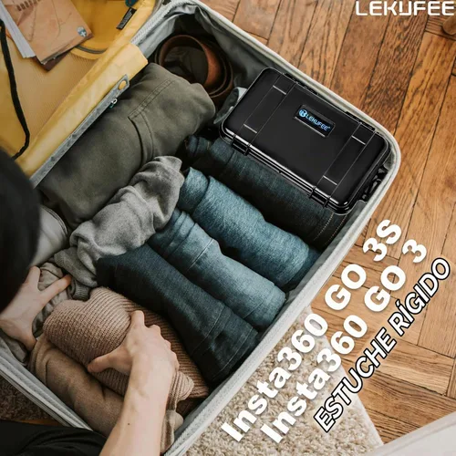 Vista 7 de Lekufee Funda rígida impermeable de viaje para Insta360 GO 3S/3, cámara de acción, cámara de vlogging y accesorios (solo funda)