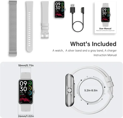 Vista 7 de Sunorshop - Reloj inteligente de salud y fitness, reloj inteligente con monitor de frecuencia cardíaca y oxígeno en sangre 24/7, monitor de sueño