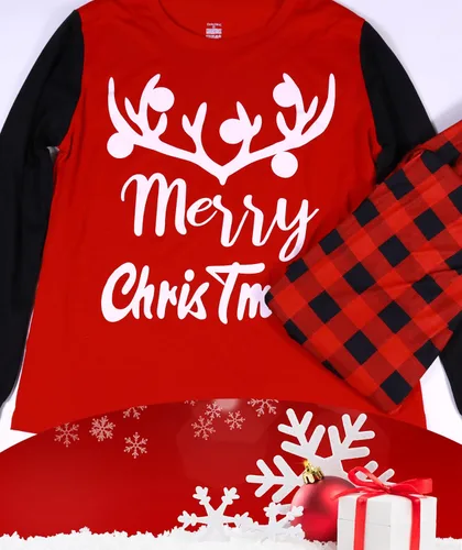 Vista 3 de Boboking Pijamas de Navidad para parejas, ropa de dormir suave de 2 piezas para mujeres y hombres