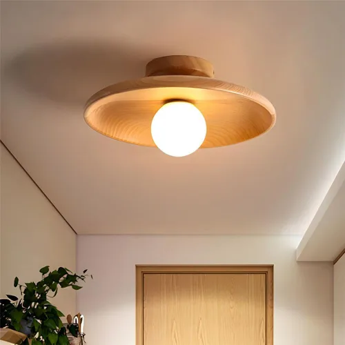 Vista 5 de Lámpara de techo poco profunda con forma de platillo de madera cerca de la lámpara de techo Simplicity Luz de montaje semiempotrado con bombilla G9