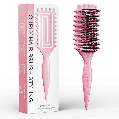 Vista 9 de Cepillo para definir rizos, cepillo para cabello rizado con engranaje lateral para peinar, dar forma y estilizar el cabello rizado, cepillo