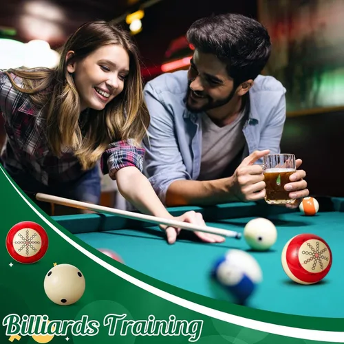 Vista 5 de Gemscream 2 piezas de bolas de taco de billar con puntos, artefacto de entrenamiento de práctica, tamaño reglamentario 2-1/4 pulgadas, bolas