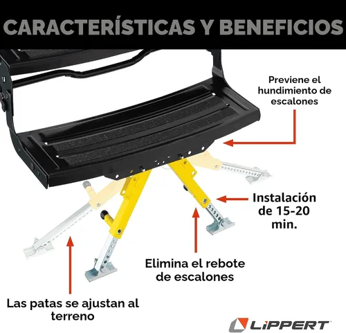 Vista 3 de Kit estabilizador de paso RV Lippert Solid Stance para quintas ruedas, remolques de viaje y autocaravanas