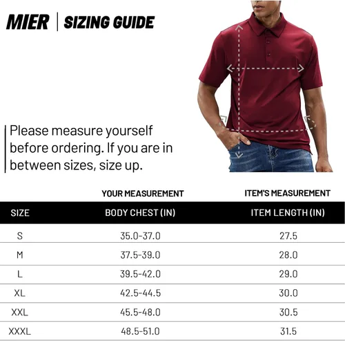 Vista 7 de MIER Polo de manga corta para hombre, protección solar, polo de golf, secado rápido