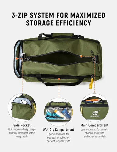Vista 3 de SKYSPER Bolsa de deporte pequeña para gimnasio para hombres y mujeres, bolsa de viaje para llevar durante la noche para el fin de semana, natación