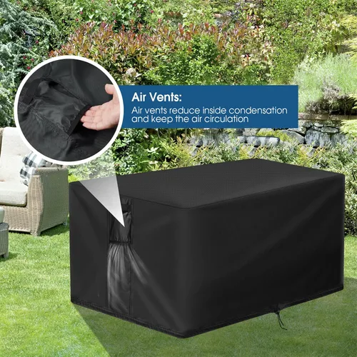 Vista 5 de Cubierta rectangular para hoguera, fundas rectangulares de 32 pulgadas, cubierta de mesa impermeable para fogata de gas, 32 x 20 x 16 pulgadas
