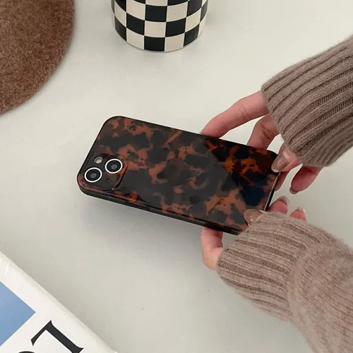 Vista 7 de Funda Compatible con iPhone 11, Caparazón de Tortuga Marrón Ámbar con Estampado de Leopardo Cubierta Retro Chic Elegante Clásica Linda Protectora
