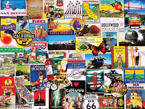 Vista 2 de White Mountain Puzzles I Love California - Rompecabezas de 1000 piezas
