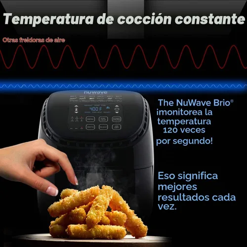 Vista 3 de NUWAVE Brio - Freidora de aire digital de 3 cuartos de galón, controles digitales de un solo toque, 6 ajustes preestablecidos fáciles, control