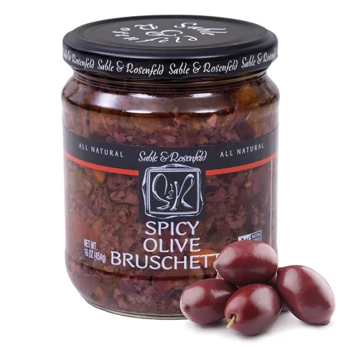 Vista 8 de Sable & Rosenfeld Bruschetta de aceitunas - Earth Kosher - Bruschetta de oliva picante - Paquete de 2 (16 onzas cada uno)