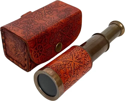 Vista 12 de Telescopio de latón de mano de 6" pulgadas con caja de madera - Navegación pirata 6" Negro
