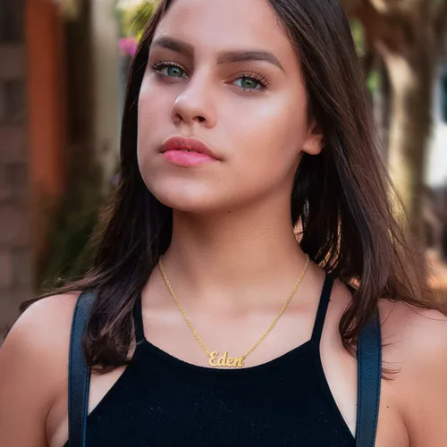 Vista 2 de Ldurian Name Necklace Personalized - Customized Name Plate Necklace - 14K Gold Plated Dainty Name Necklaces Birthday Jewelry Gift for Teen Girls