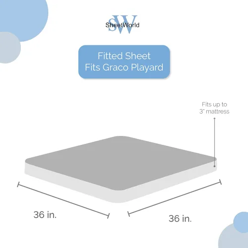Vista 3 de SheetWorld Pack N Play - Sábana bajera ajustable 100% algodón percal para patio de juegos cuadrado Graco de 36 x 36 pulgadas, gris predotes