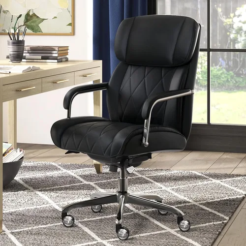 Vista 2 de La-Z-Boy Sutherland CHR10048A - Silla giratoria ergonómica de piel Negro