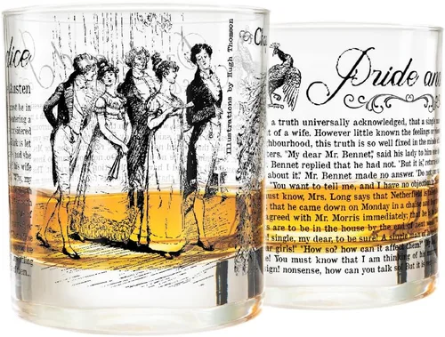 Vista 8 de Greenline Goods Vasos de whisky - Alicia en el país de las maravillas (juego de 2) Literatura Rocas Vidrio con Lewis Carroll Libro Imágenes &