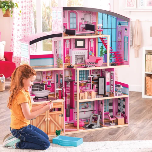 Vista 2 de KidKraft Casa de muñecas de madera Shimmer Mansion para muñecas de 12 pulgadas