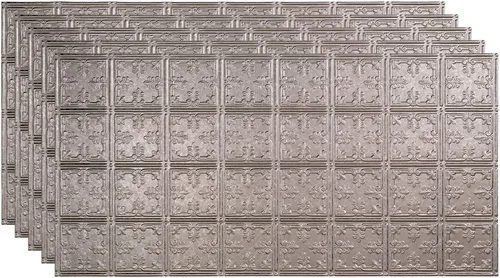 Vista 13 de FASÄDE - Panel adhesivo para techo de vinilo decorativo con estilo/patrón tradicional de 2 x 4 pies en plata entrecruzada (paquete de 5)