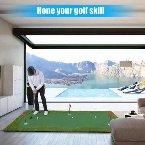 Vista 2 de Golf Putting Verde/Mat-Golf Training Mat - Alfombrilla profesional de práctica de golf - Putter largo desafiante verde para interiores y exteriores