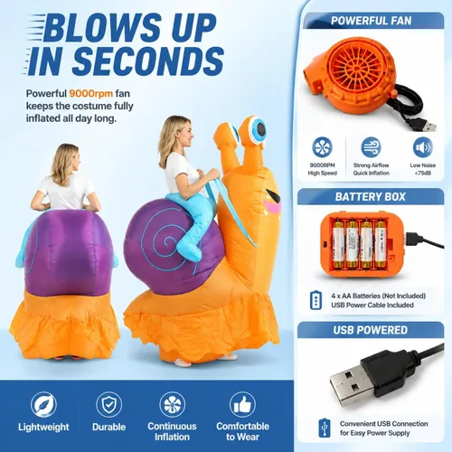 Vista 6 de Halloween Snail Inflatable Costume for Adults