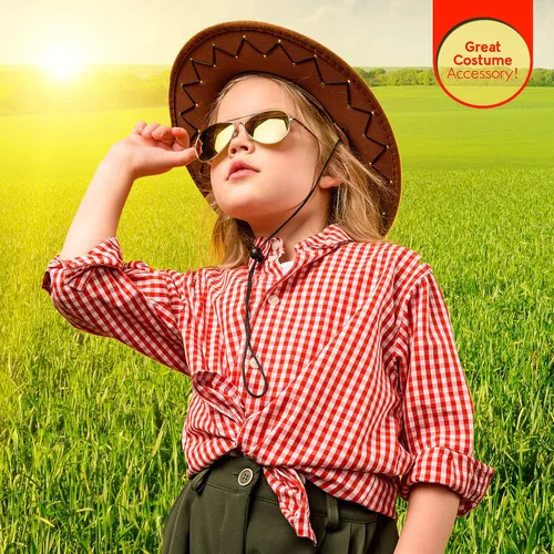 Vista 5 de Big Mos Toys Gafas de sol doradas de aviador oscuras estilo de los años 70 1 par
