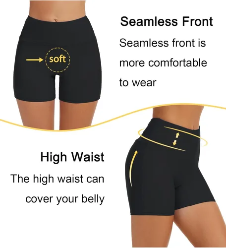 Vista 4 de Tournesol Traje de baño para mujer, de cintura alta, sin costuras, con bolsillos