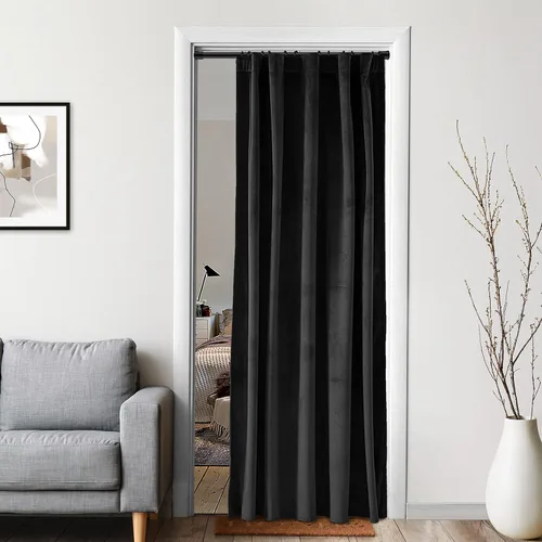 Vista 13 de XTMYI Paneles de Cortinas de Puerta Opacas de Terciopelo para Dormitorio, Aislamiento Térmico de Invierno Cálido con Pestaña Trasera y Bolsillo