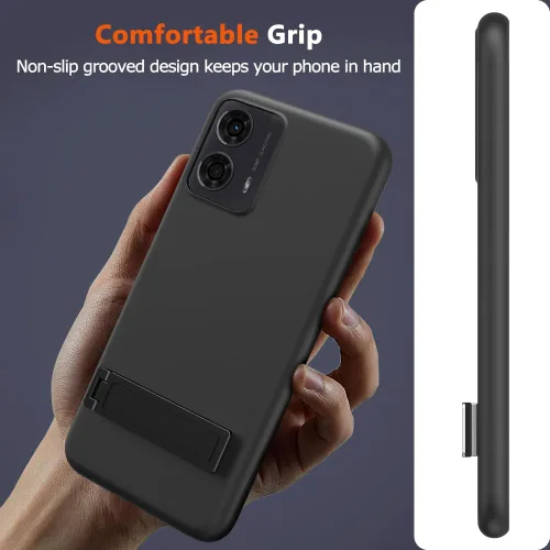 Vista 5 de Compatible con Motorola Moto G24 4G / G04 4G /G04S / E14 4G Funda de teléfono con protector de pantalla de vidrio [3 formas de soporte] Soporte