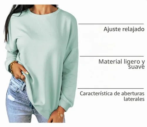 Vista 4 de Dokotoo Women's Casual Crew Neck Sweatshirt Loose Long Sleeve Pullover Tops Jade (Moonlight Jade)