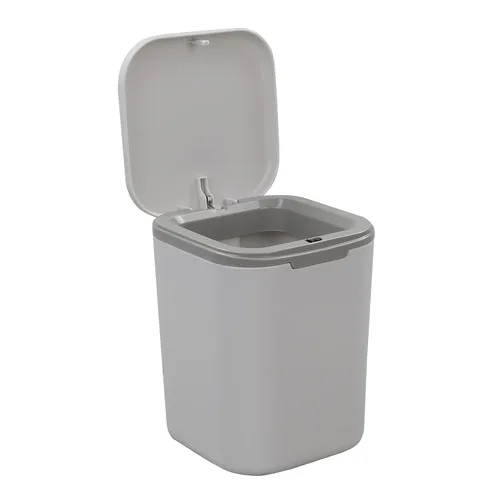 Vista 8 de Cubo de basura pequeño de 0.5 galones para encimera, cesta de basura de escritorio pequeña, color negro Mini basurero de escritorio con botón