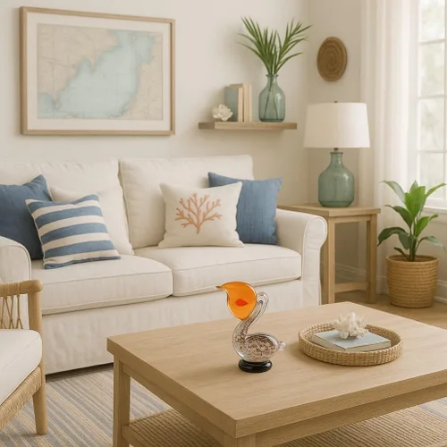 Vista 2 de Figura decorativa de Pelícano con peces de 7 pulgadas, decoración náutica