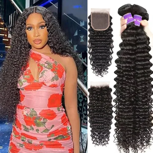 Vista 11 de Paquetes de Cabello Humano de Ondas Profundas （12 14 16 ）12A 100% Sin Procesar Cabello Humano Virgen Brasileño Profundo Rizado Tejido de Cabello