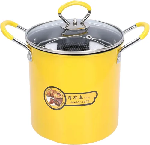Vista 6 de 3L Mini Freidora Olla Japonesa de Acero Inoxidable con Filtro de Aceite Tapa de Rack para Cocina del Hogar