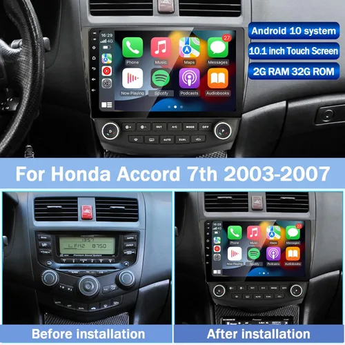 Vista 7 de Radio de coche Android para Honda Accord 7ª 2003 2004 2005 2006 2007, estéreo de coche integrado Carplay y Android Auto, con navegación GPS, WiFi