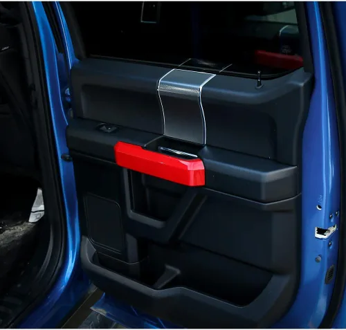 Vista 5 de Linskip Cubiertas de manija interior compatibles con Ford F150 2015 2016 2017 2018 2019 2020, cubierta de manija de puerta para accesorios Rojo