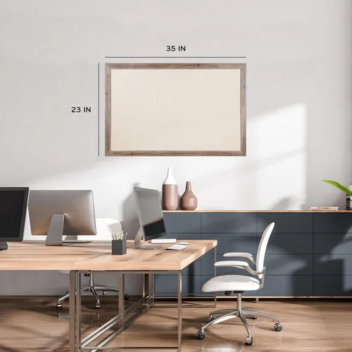 Vista 2 de U Brands - Tablón de anuncios de lino, de corcho de lino, 23 x 35 pulgadas, marco de madera rústica (4891U00-01)