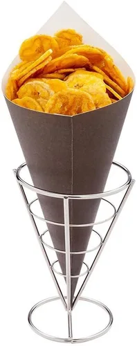 Vista 7 de Conetek - Conos de papel negros de 10 pulgadas para aperitivos, ecológicos: Perfectos para aperitivos, conos de papel aptos para alimentos Estampado