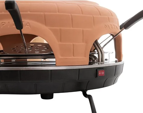 Vista 5 de Horno eléctrico de pizza para compartir en familia con cubierta de terracota, mini horno de pizza sin humo para fiesta de pizza, fiesta en casa